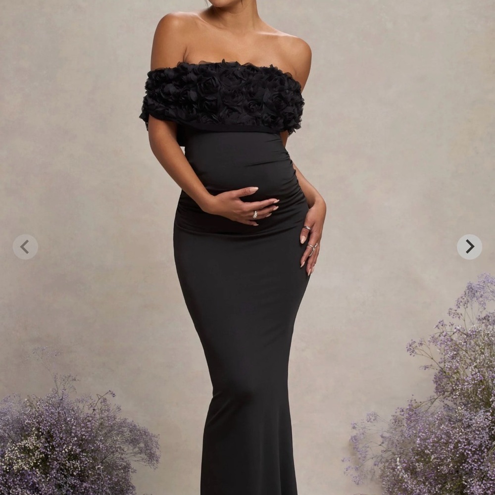 INFLORESCENCE
Black Mesh Floral Bardot Maternity Maxi Dress
Club L London
